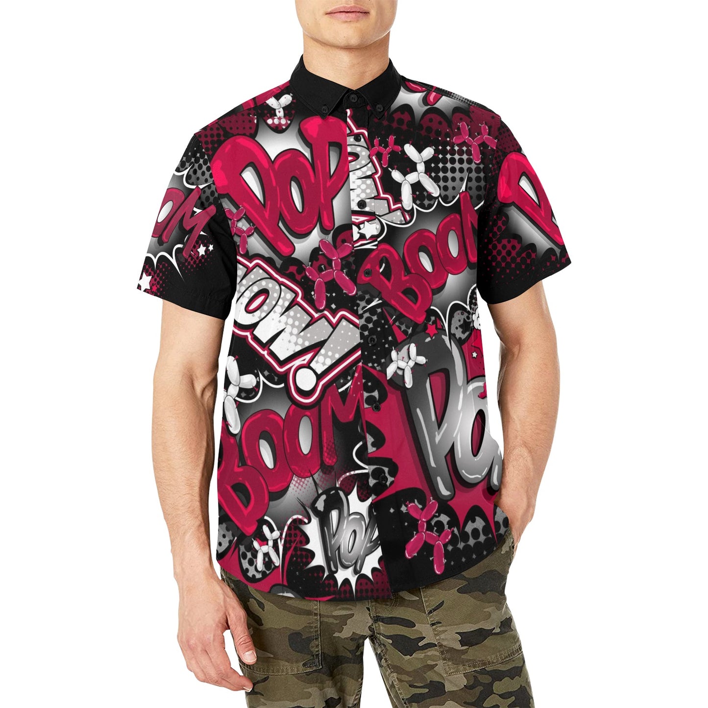 Red and Black Pop art Balloon Twisting Shirt