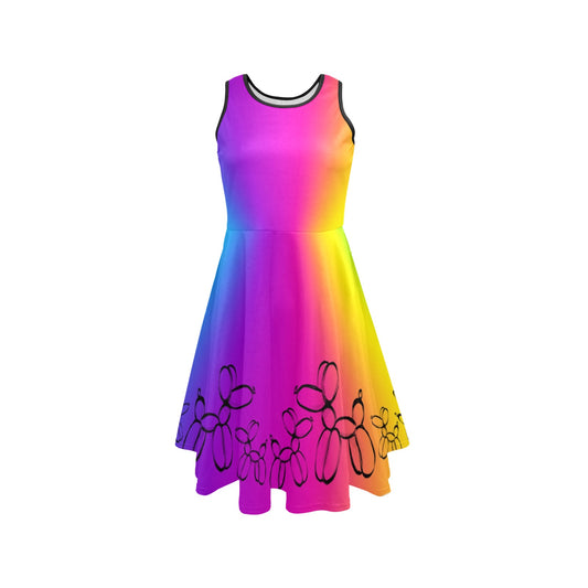 Rainbow Unicorn Dress with balloon dogs