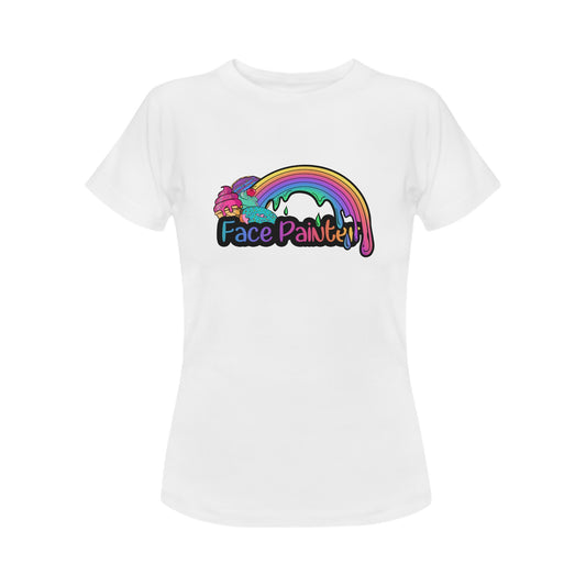 White face painting t-shirt with rainbow and desserts 