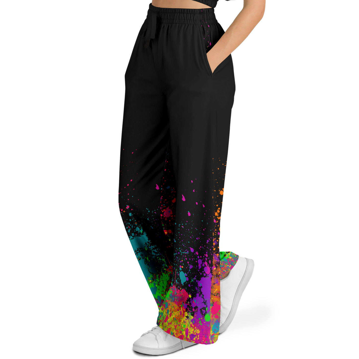 Flared Track Pants Paint Splatter