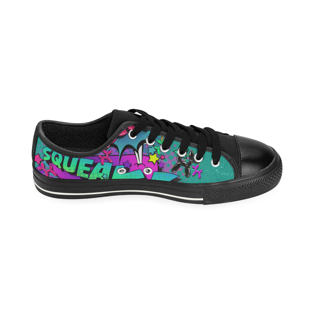 Leaky Squeaky BOOM! Teal on Black - Women's Sully Canvas Shoe (SIZE 11-12)