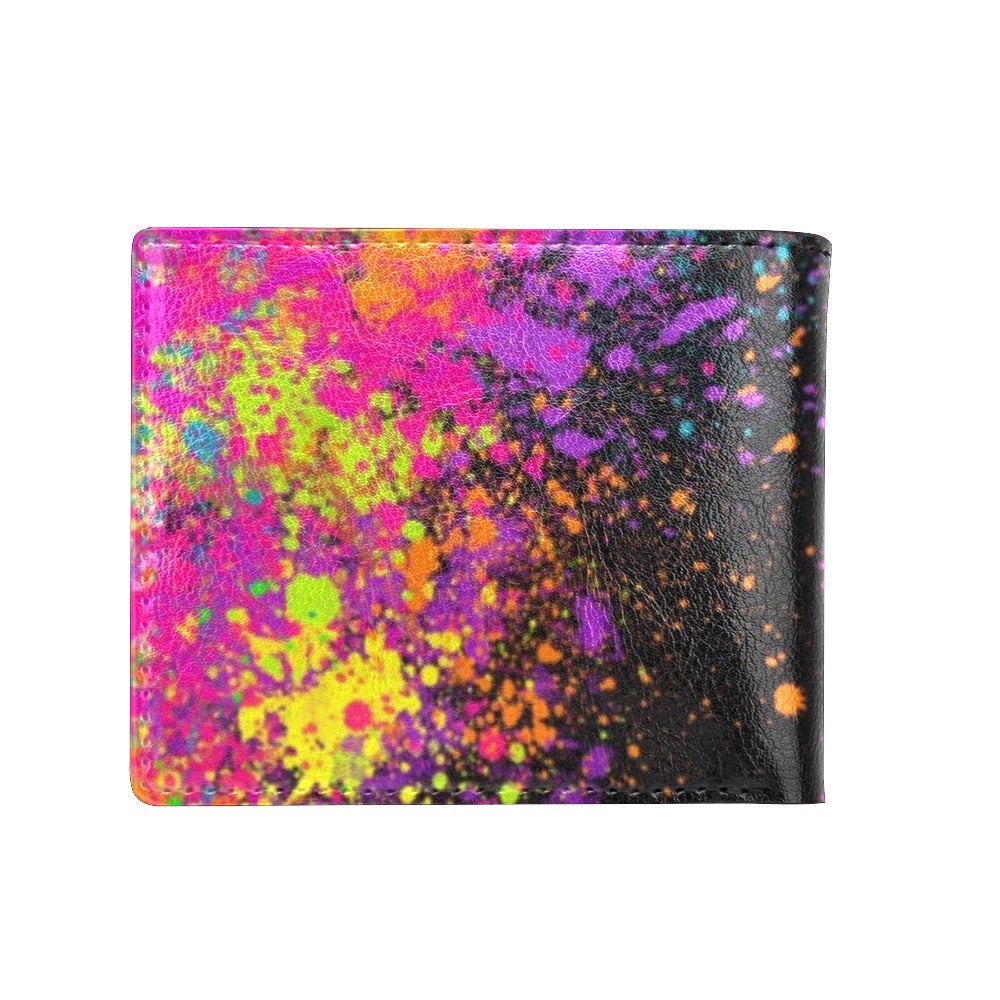 Paint Splatter on Black - Bifold Wallet with Coin Pocket