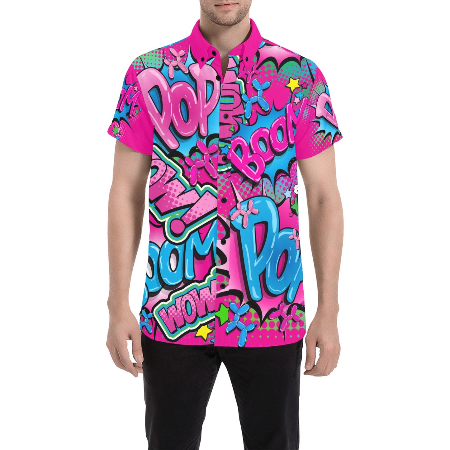 Balloon Twister Shirt pink and blue Pop Art Design