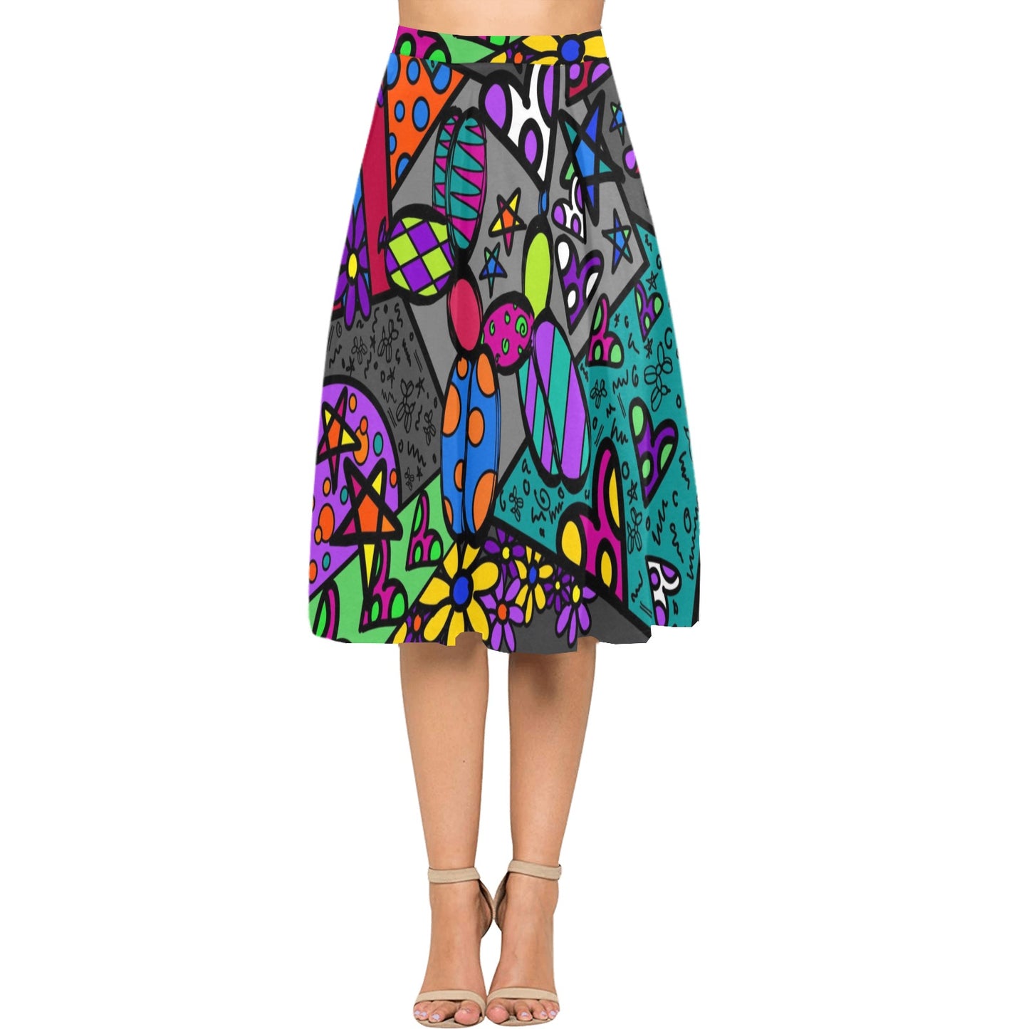Patchwork Pup - Mid Length Pleated Skirt