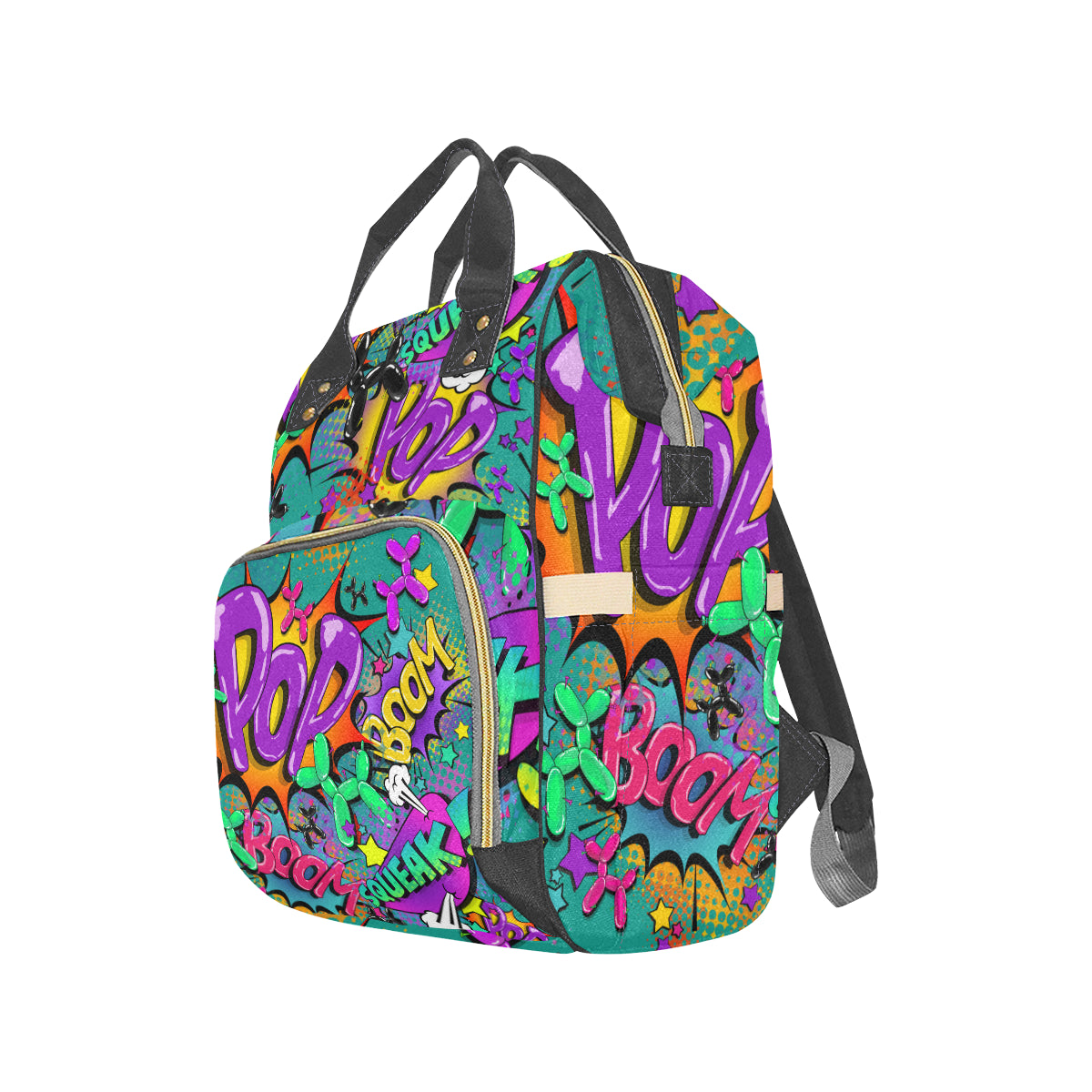 Leaky Squeaky BOOM! on Teal - Banksy Backpack