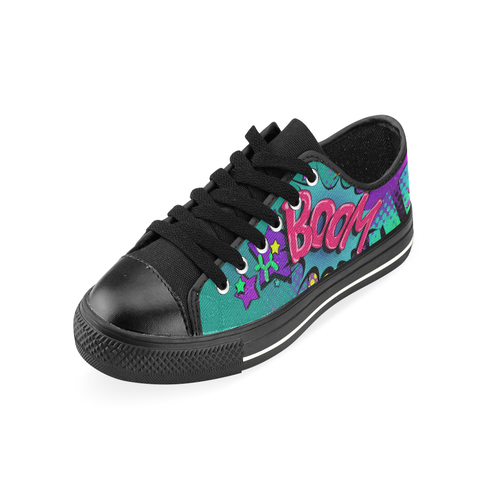 Leaky Squeaky BOOM! Teal on Black - Women's Sully Canvas Shoe (SIZE 11-12)