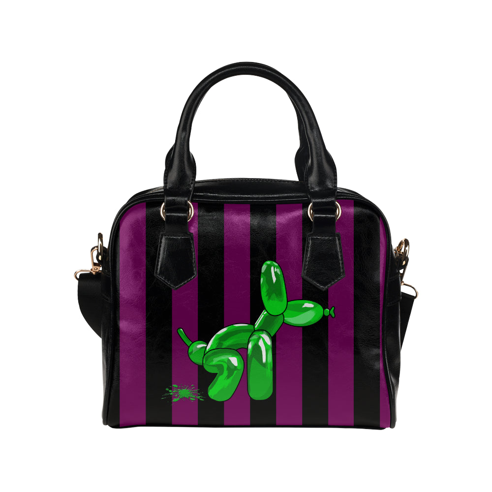 Squatting Dog - Gabi Handbag Purple and Green