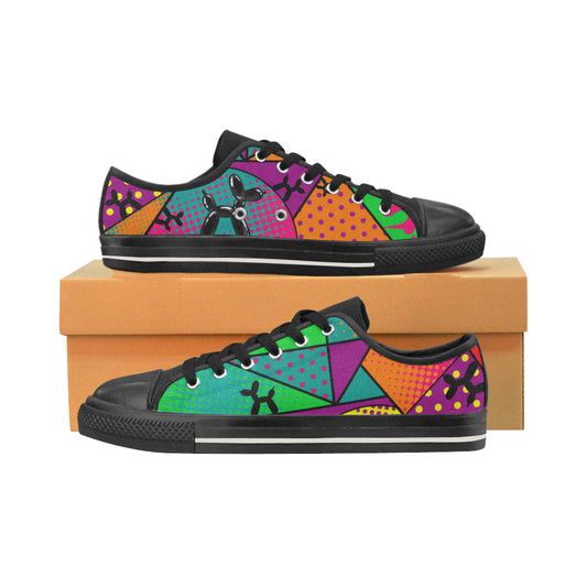 Colourful Black Dog - Kids Sully Canvas Shoes