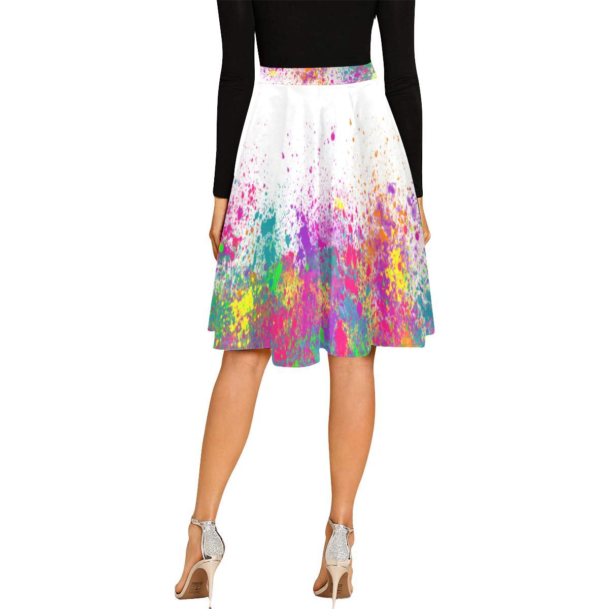 Paint Explosion on White - Catie Circle Skirt (XS-3XL)
