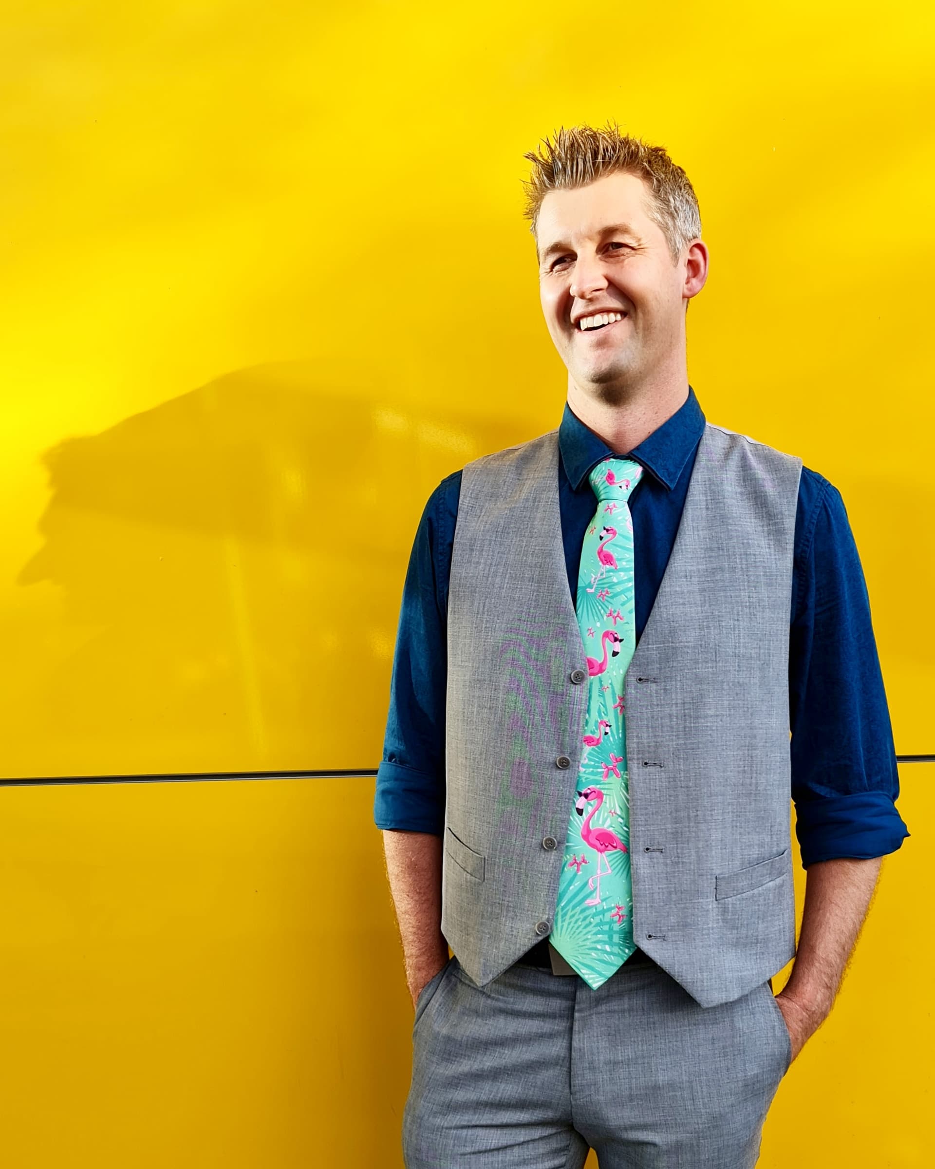 Fun Balloon Artist Tie with flamingo and balloon dog design