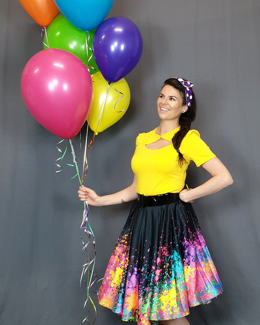 Full Circle Skirt with Paint Splatter design for face painters, balloon twisting and artists 