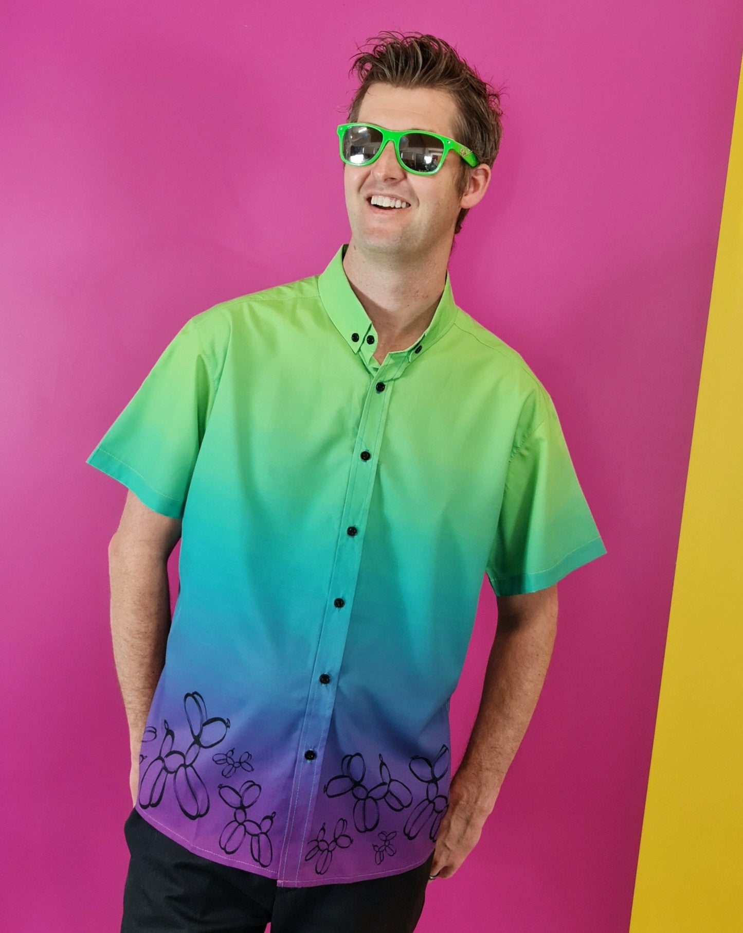 Shirt with Balloon Dogs Green and Purple