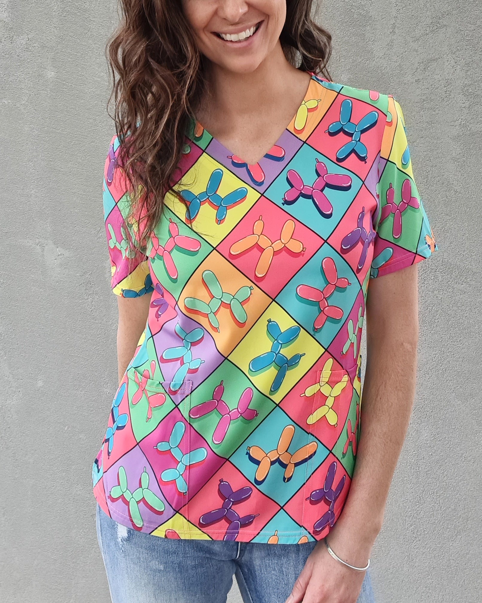 Retro Balloon Dog Scrubs