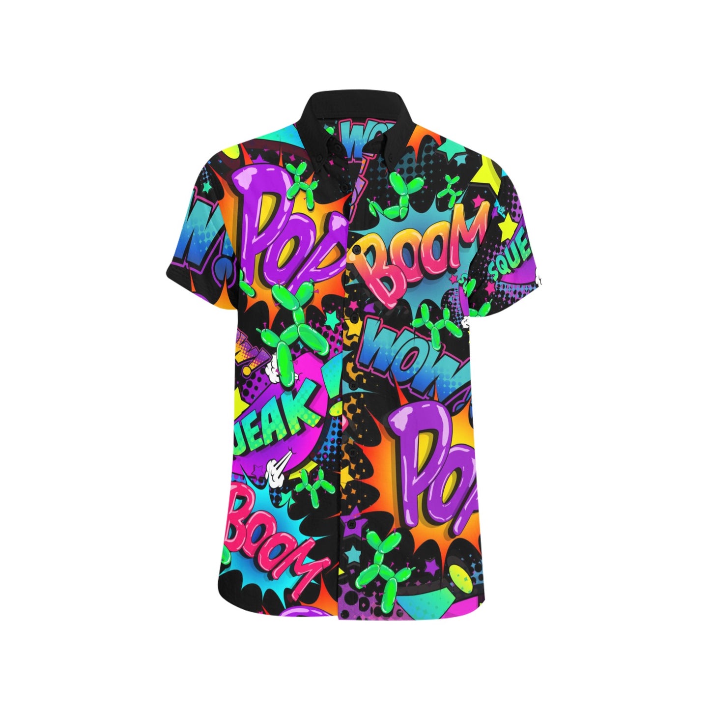 Pop art colourful balloon twisting shirt 