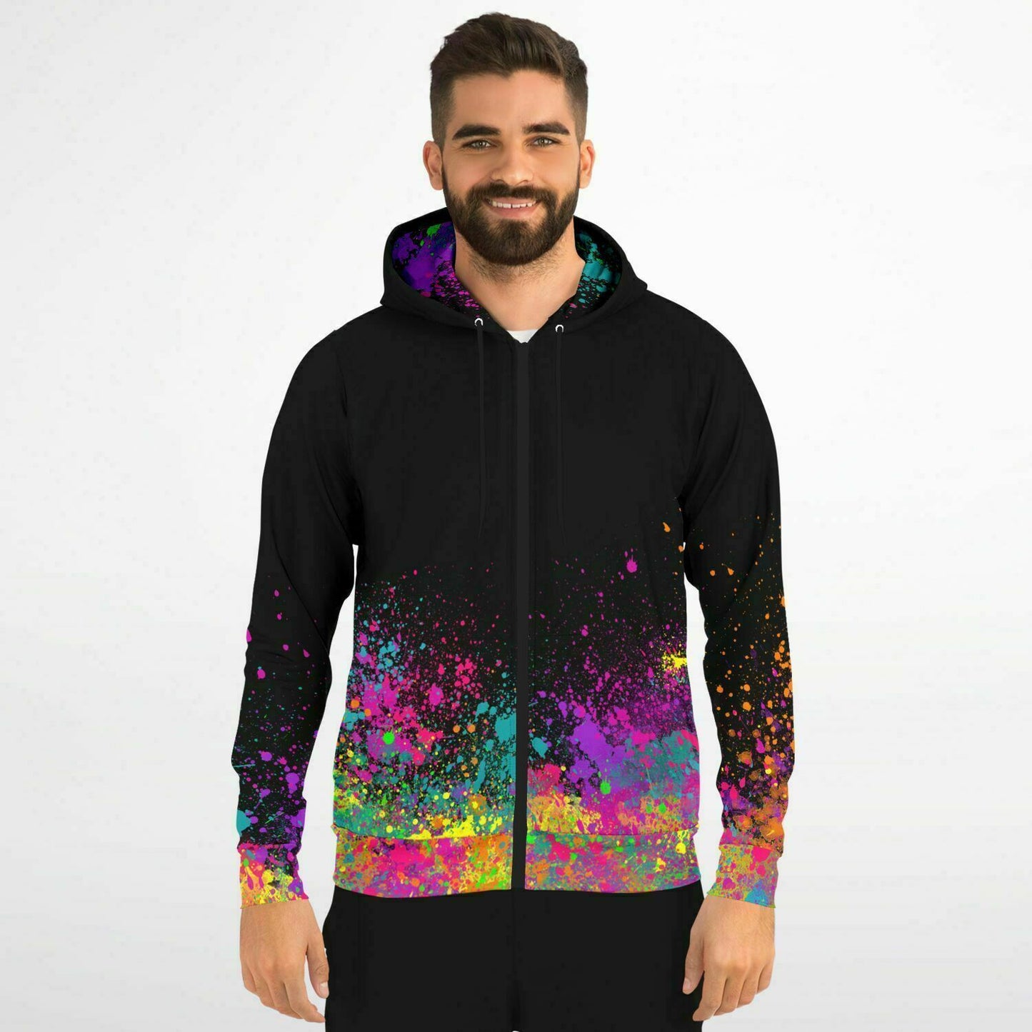 Face Painter on Paint Splatter - Premium Zip Hoodie