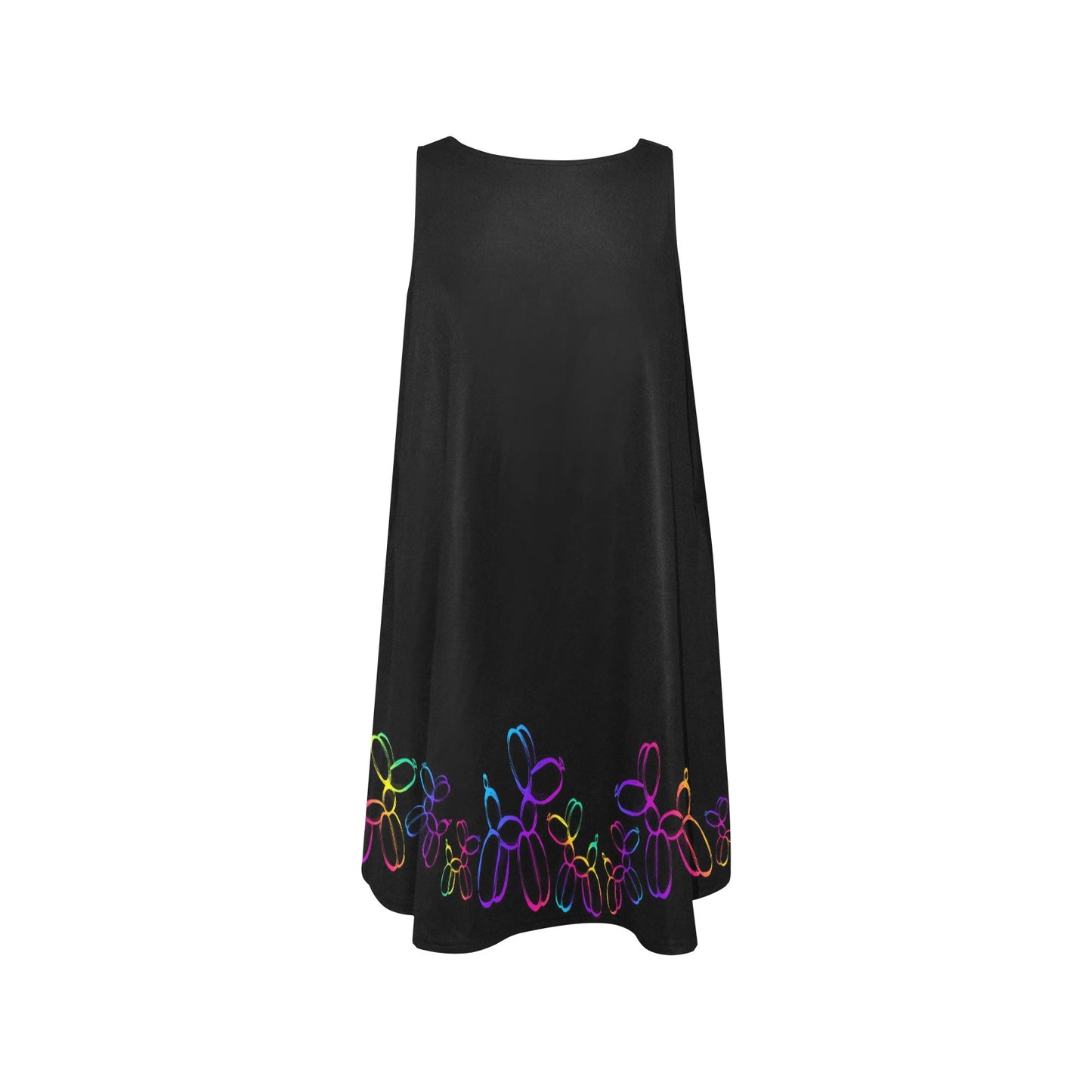 Balloon Twister Dress with pockets - Black with Rainbow Balloon Dogs