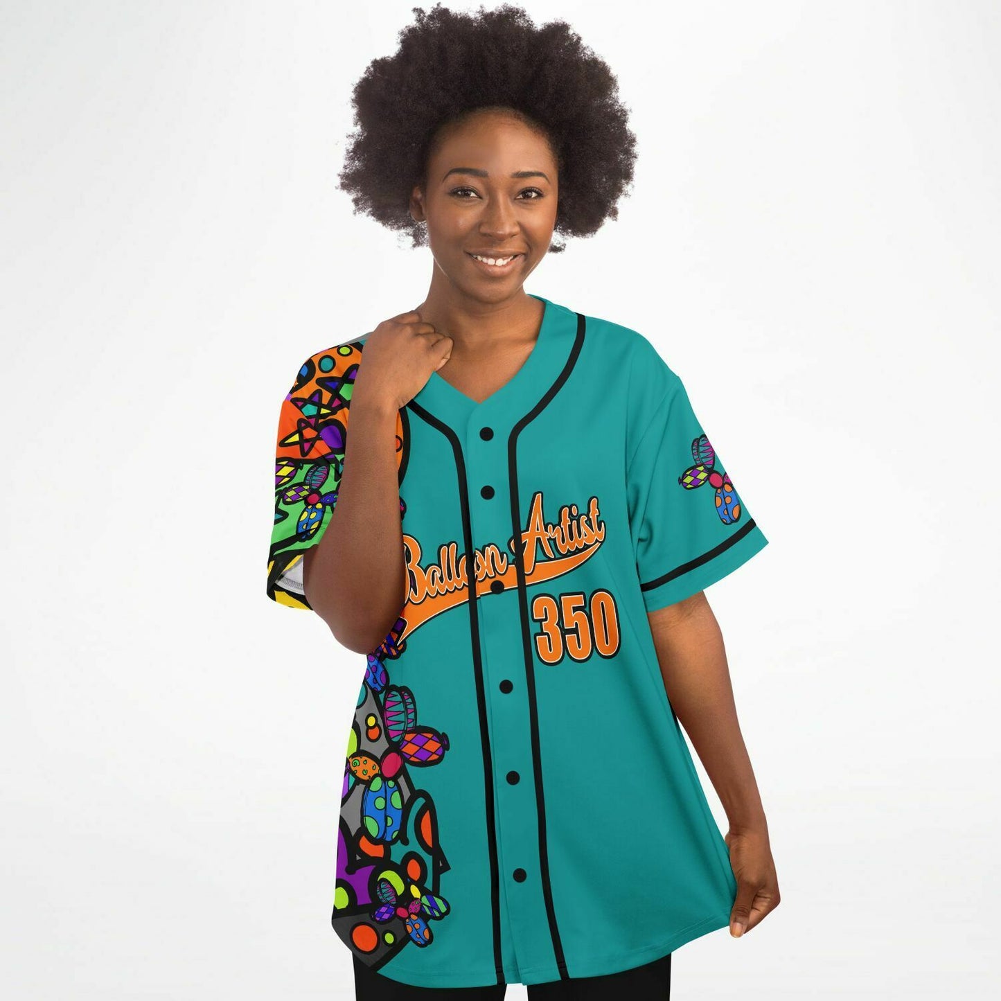 Women's Baseball Jersey Teal and Orange