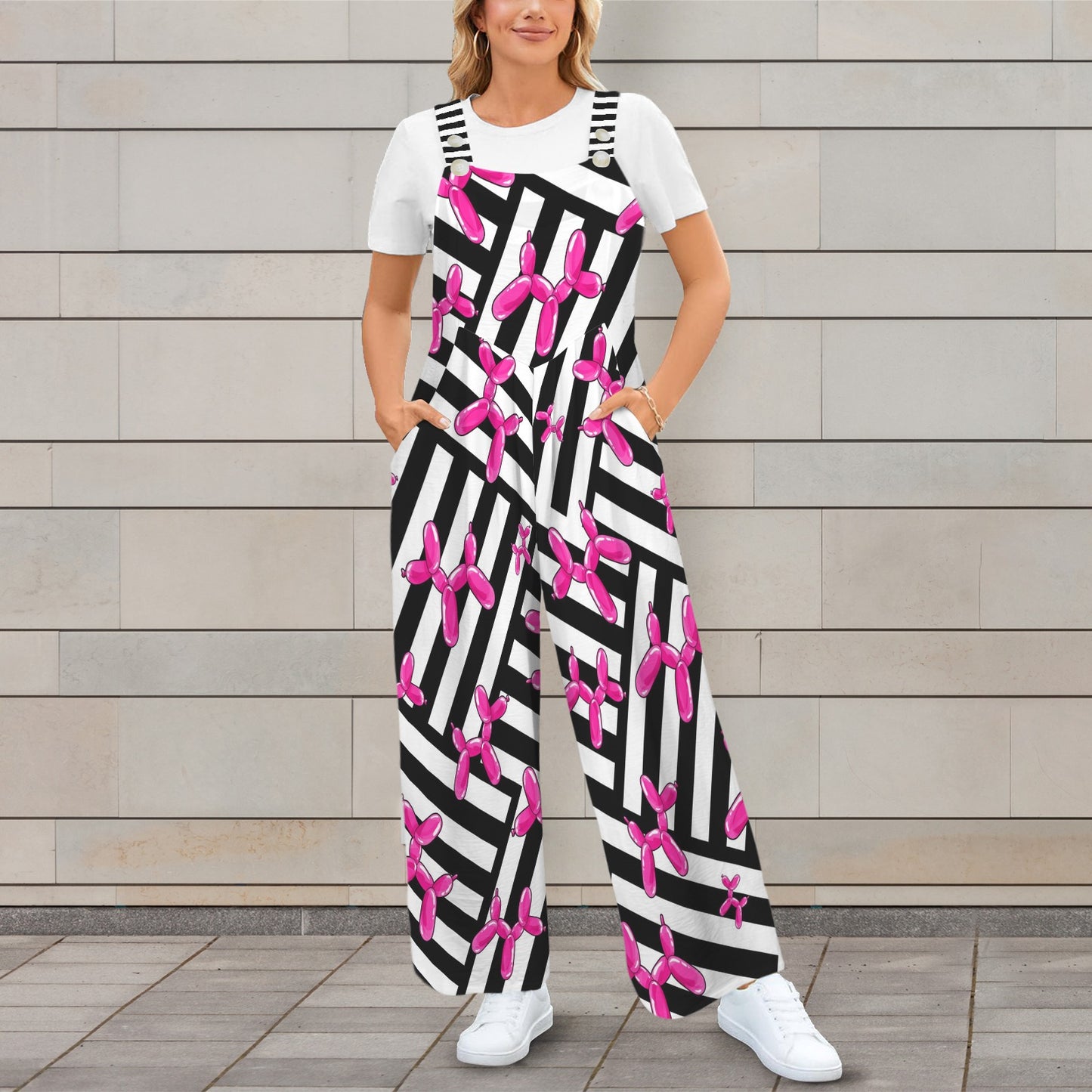 Pink Balloon Dog Overalls