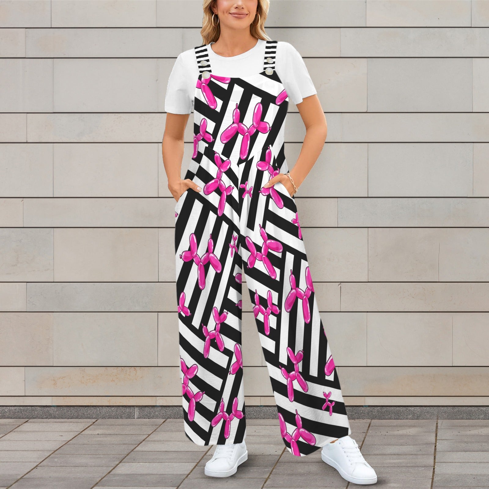 Pink Balloon Dog Overalls