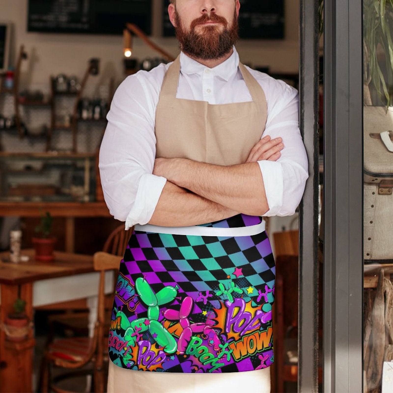 Pop art balloon dog apron for artists and face painters