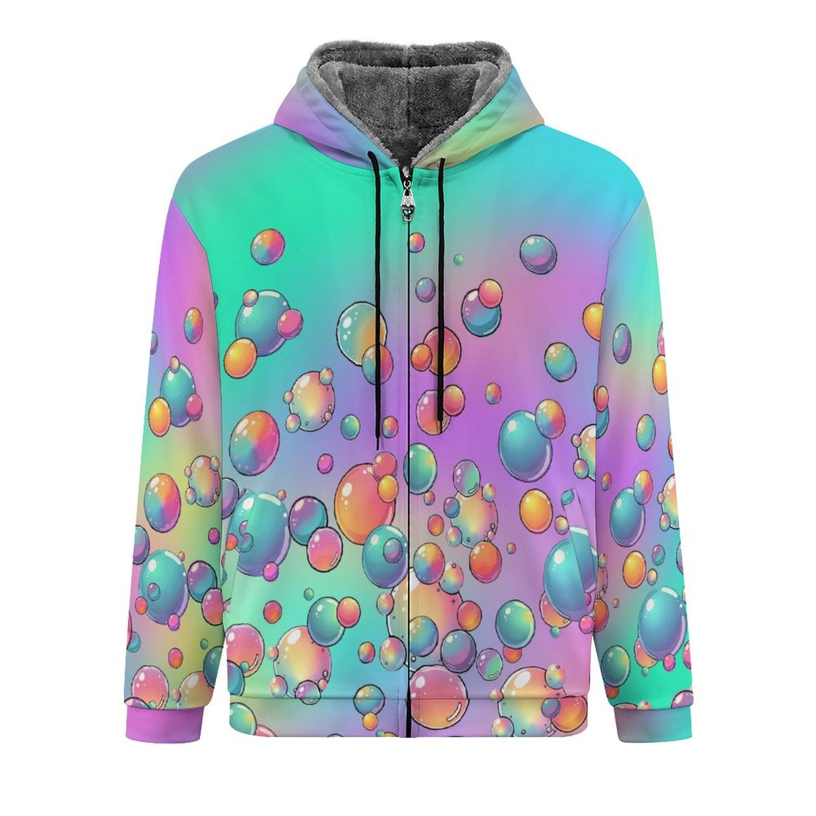 Colourful bubble-patterned hoodie for bubble artists and face painters