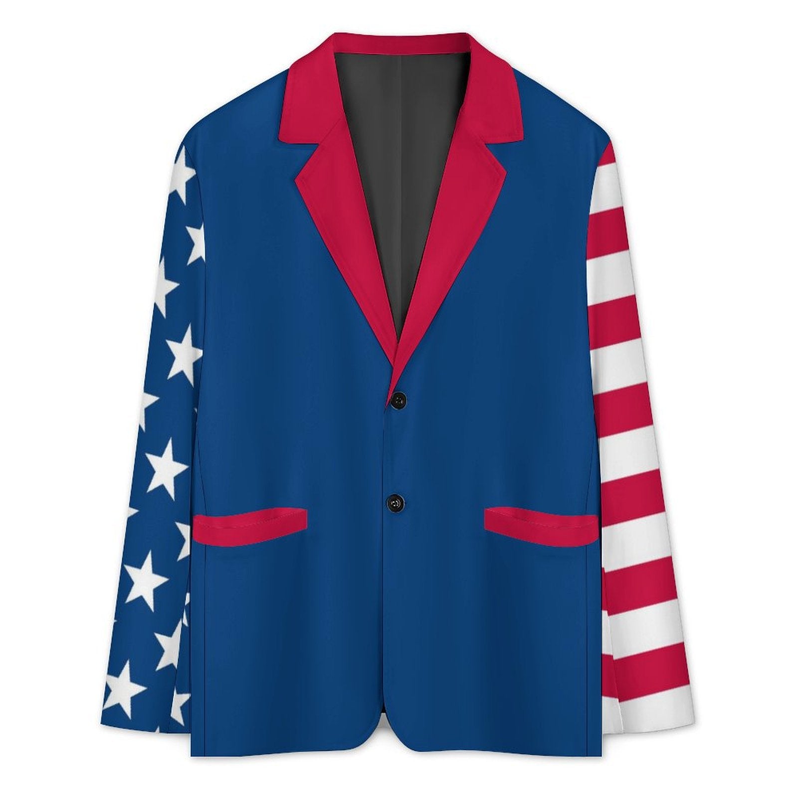Suit jacket with red white and blue patriotic design