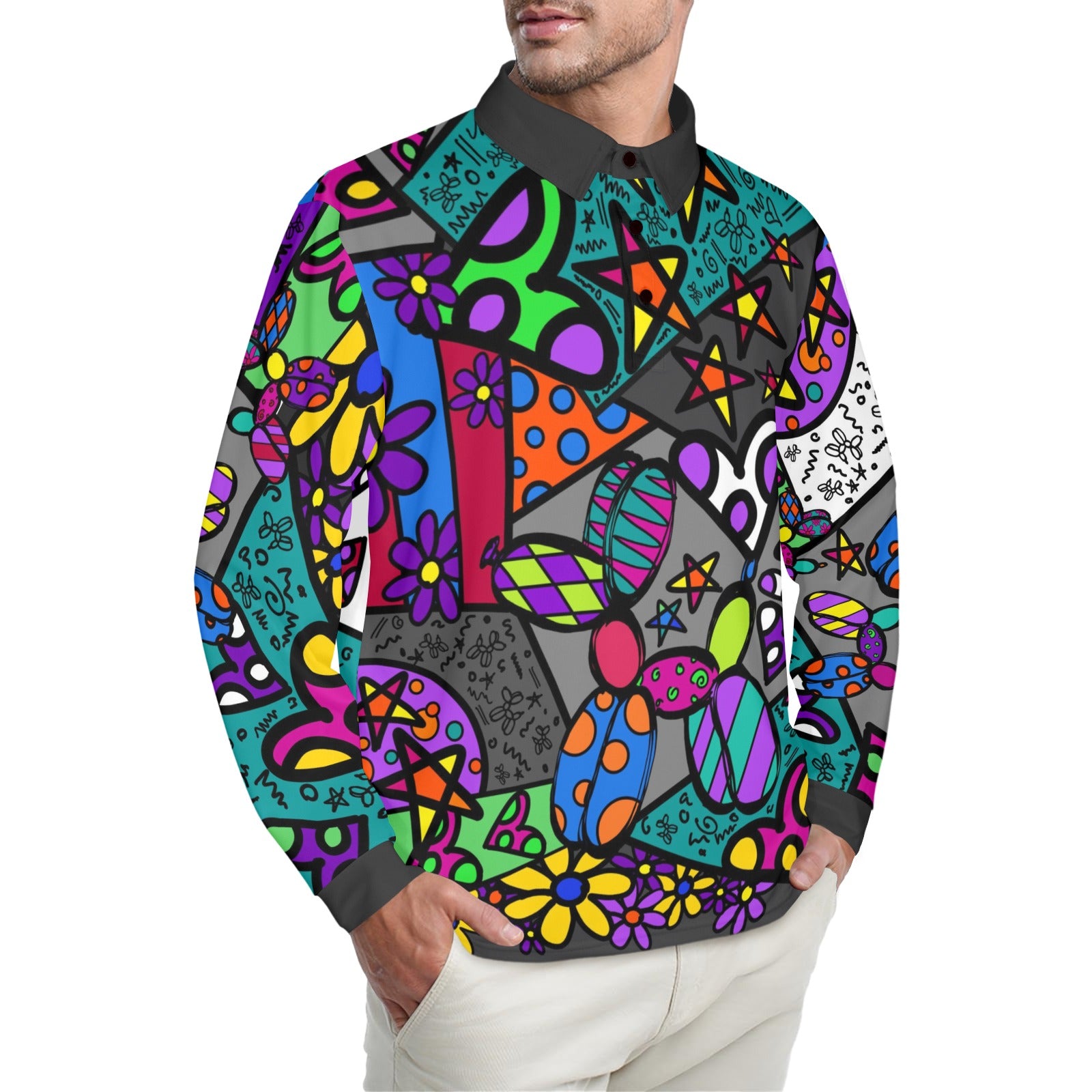 Balloon Twister Long sleeve Polo Shirt