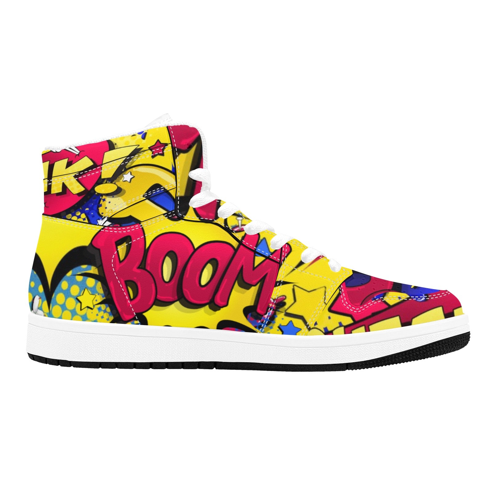 Fun high tops for balloon twisters in yellow, red and blue