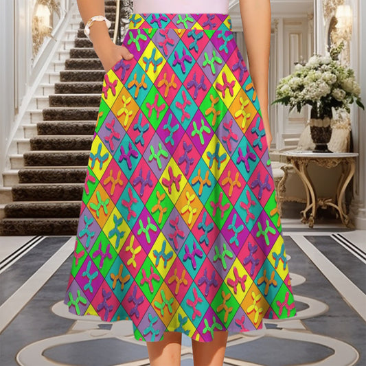 Colourful balloon dog pattern skirt for balloon twisters