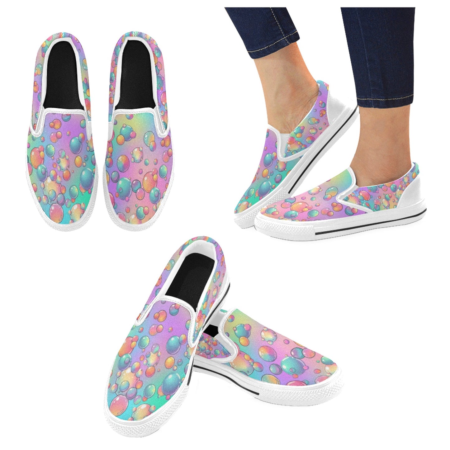 Colourful pastel rainbow bubble shoes for bubble artists