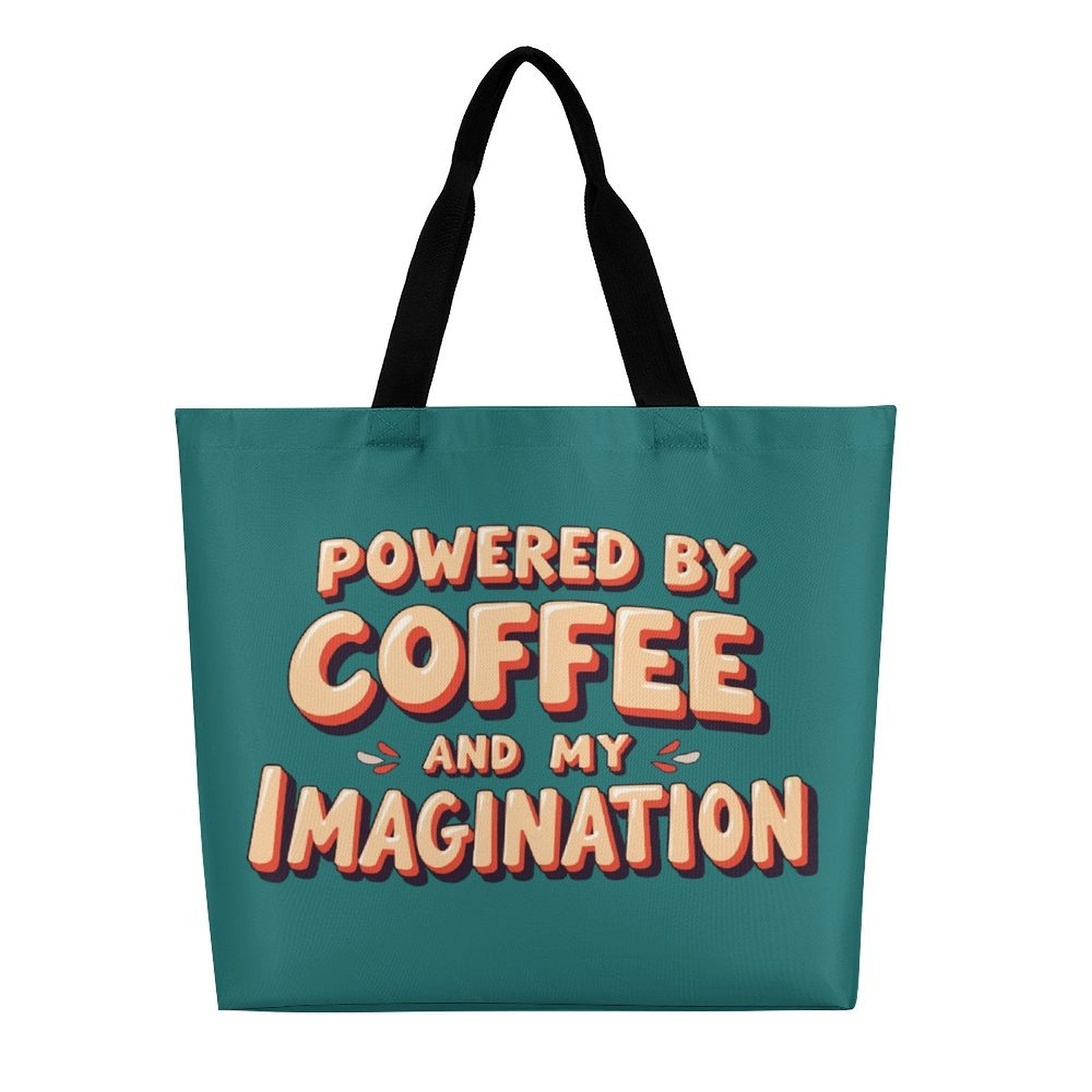 Tote bag with Powered By Coffee Slogan