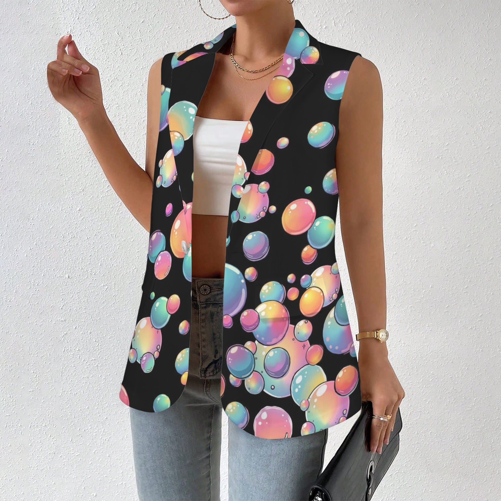 Bubble artist vest with rainbow bubbles