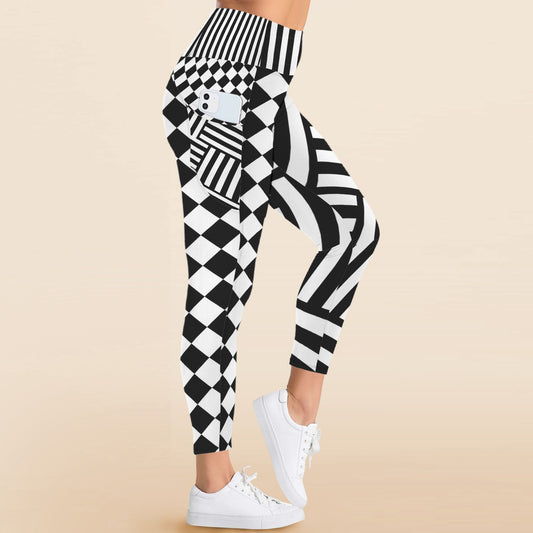 Striped and Checked leggings with pockets