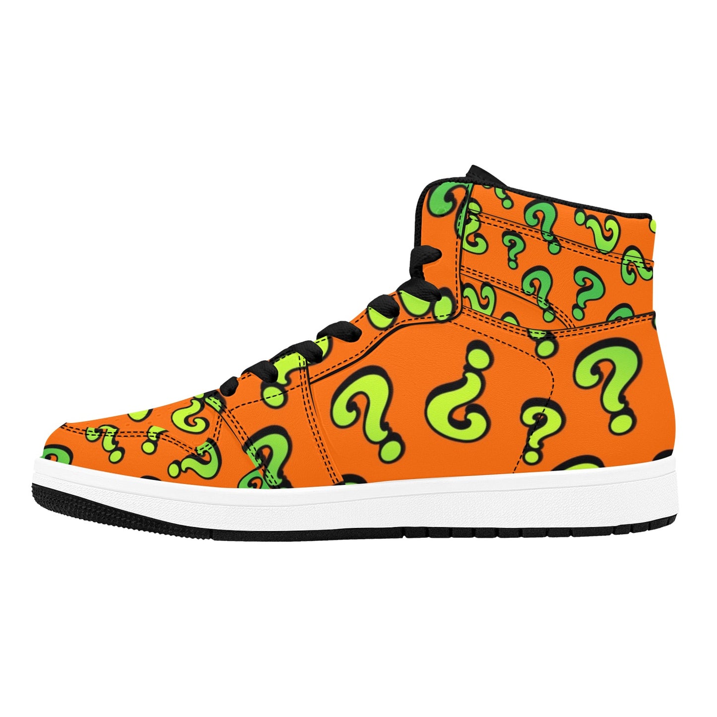 Green Question marks on Orange - Premium High Tops