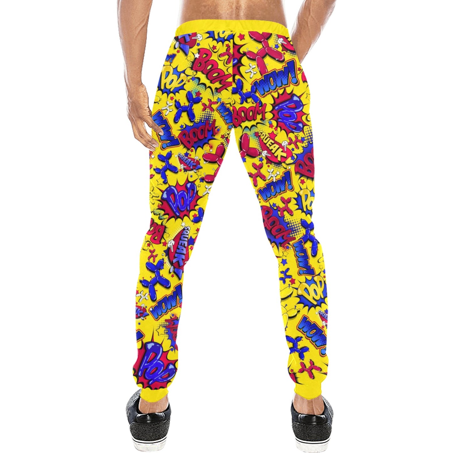 Balloon twisting pants with comic book inspired colours and design