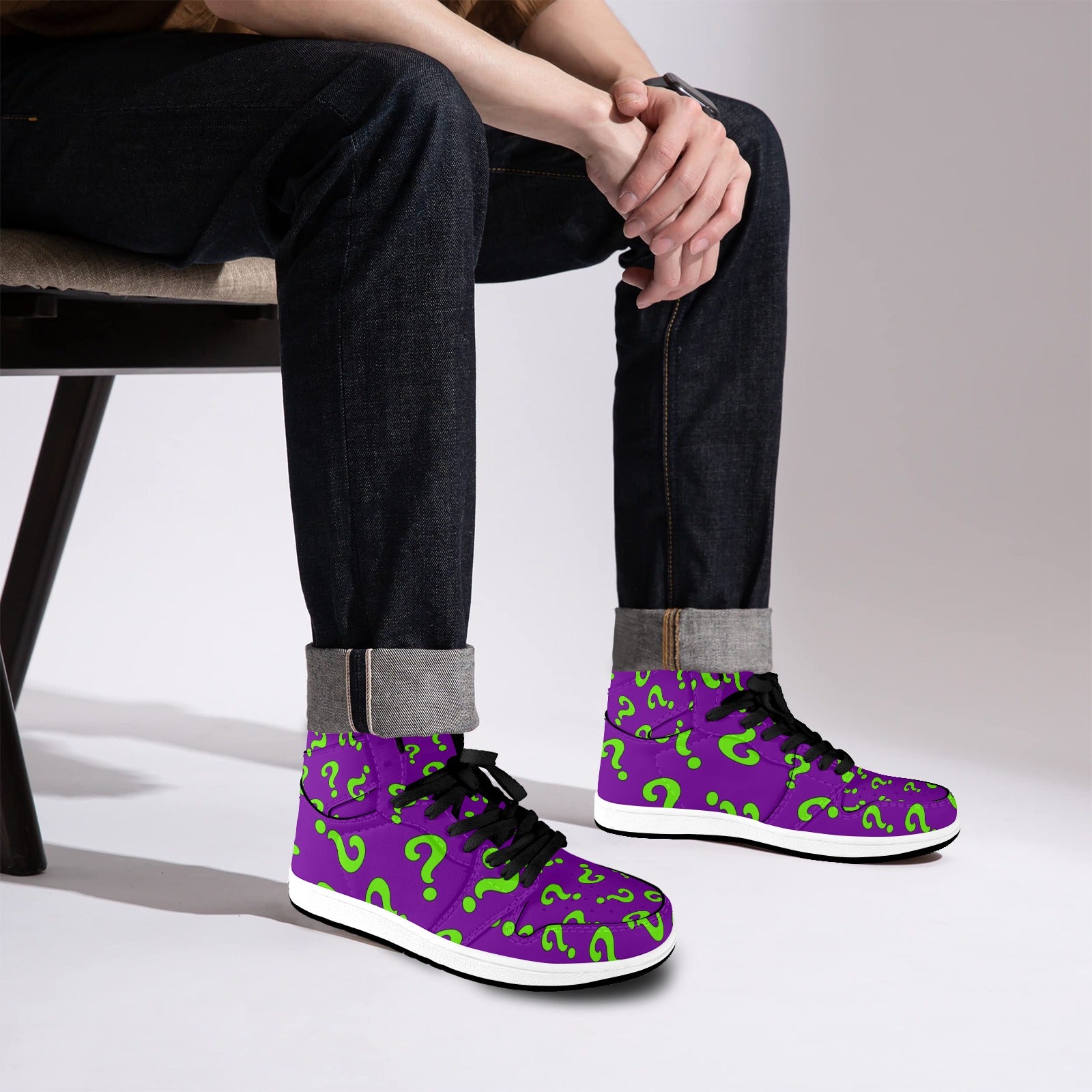 Premium high tops - Purple with green question marks