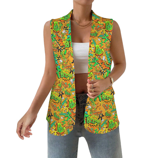 Orange and green pop art balloon dog vest for balloon twisting