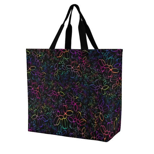 Grocery bag with rainbow balloon dog pattern