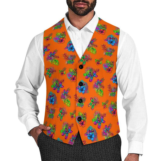 Orange Balloon twister vest with tropical flowers and balloon dogs