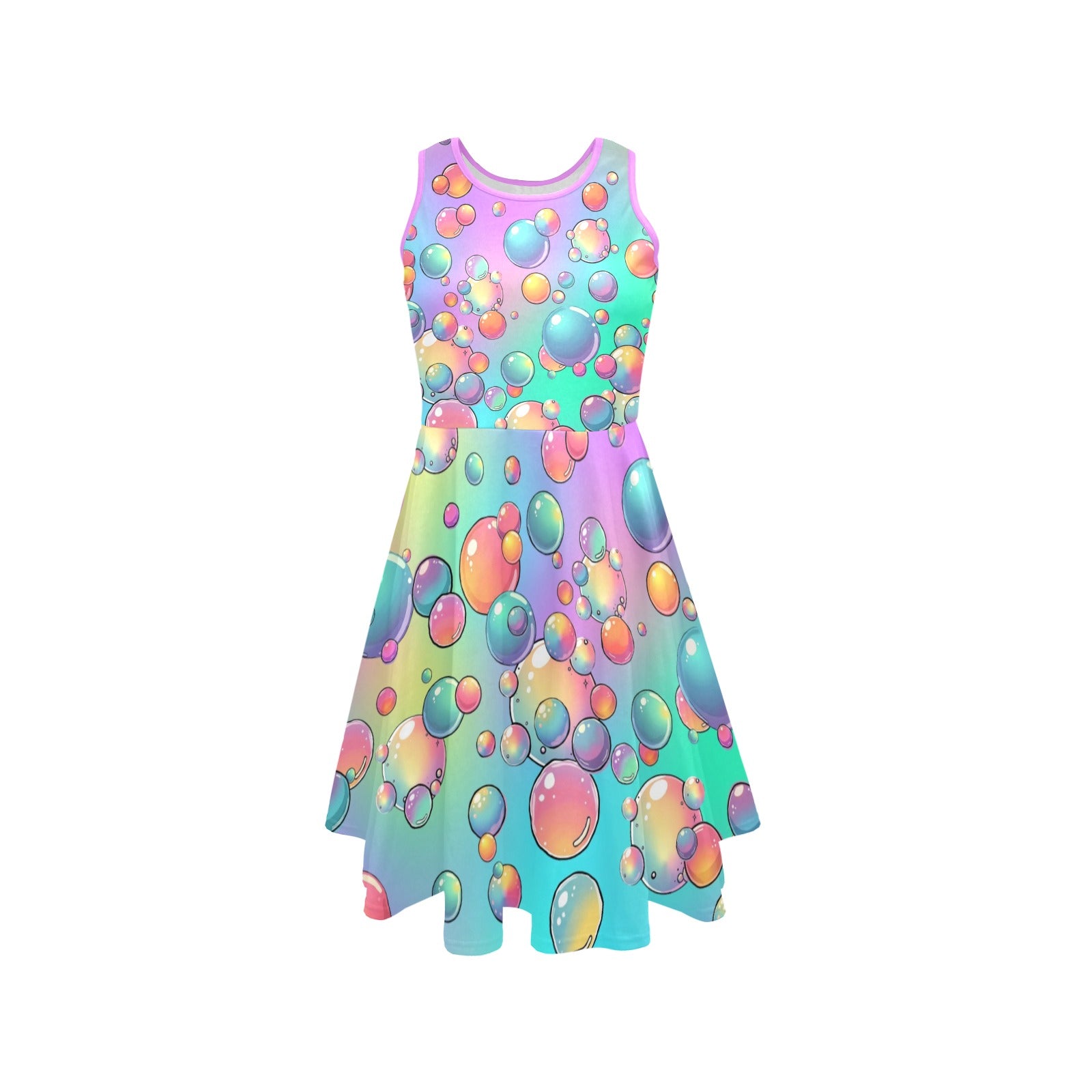 Colourful dress with bubble pattern on a white background for bubble artists and face painters