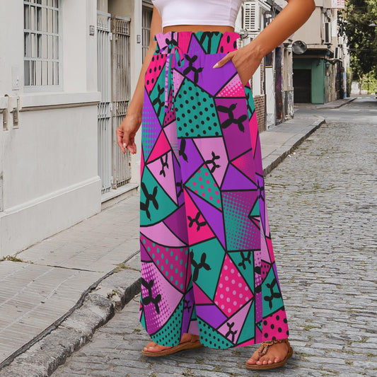 Purple and pink Wide leg pants for balloon twisters and entertainers