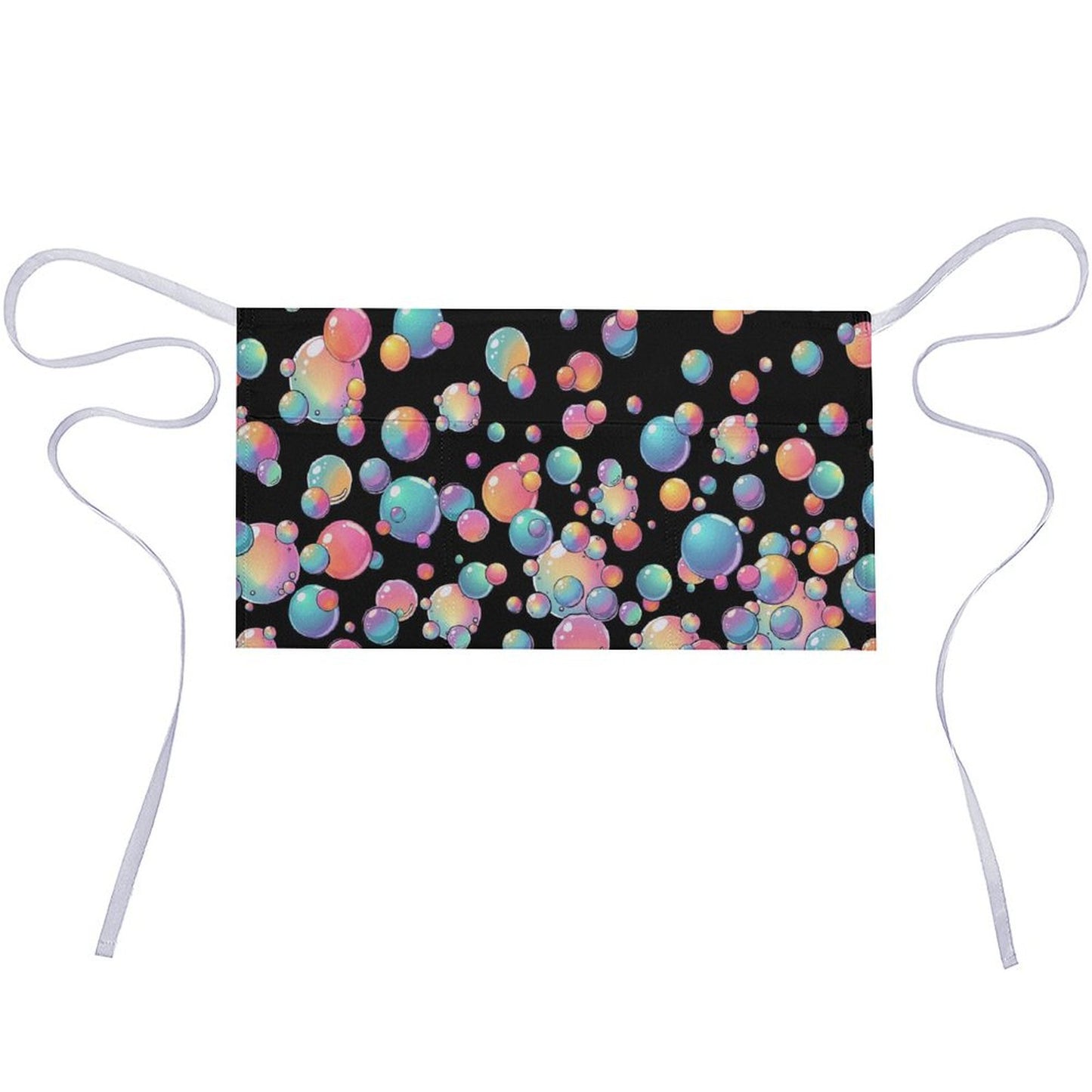 Rainbow bubbles on black apron
