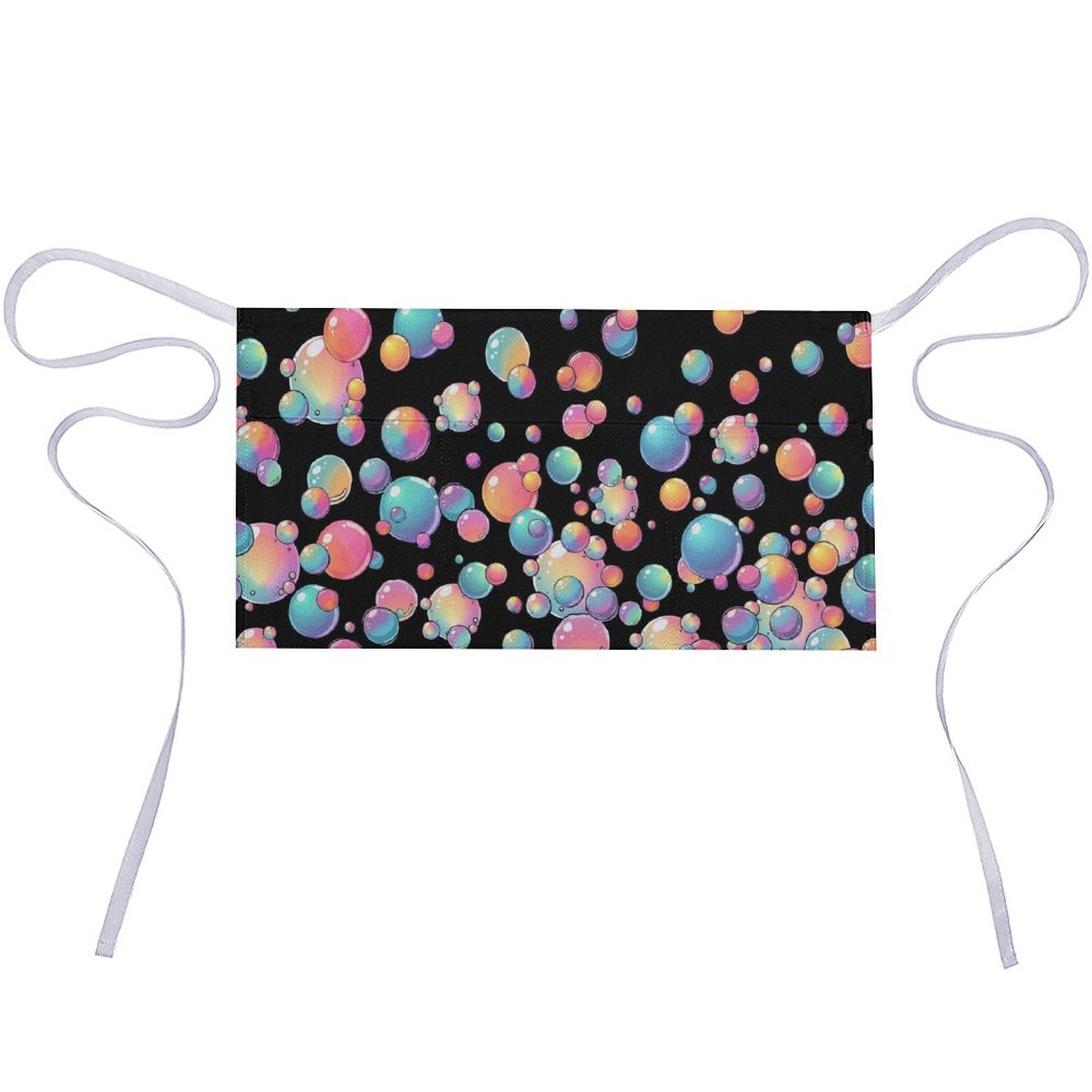 Rainbow bubbles on black apron