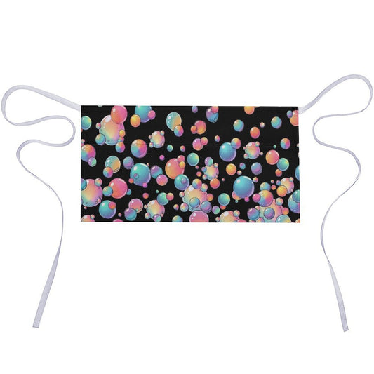 Rainbow bubbles on black apron