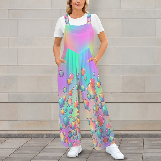 Rainbow overalls with cute bubble design