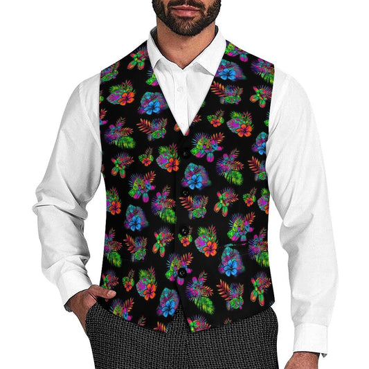Balloon twister vest black with balloon dogs and tropical flowers 