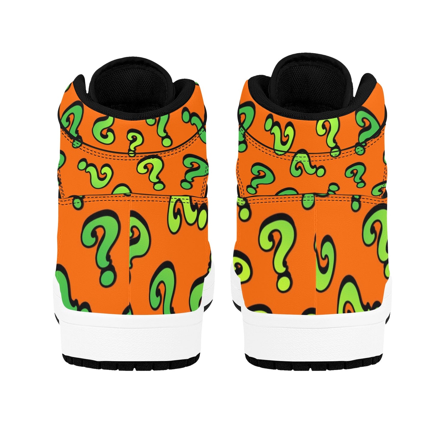 Orange and Green question mark high tops