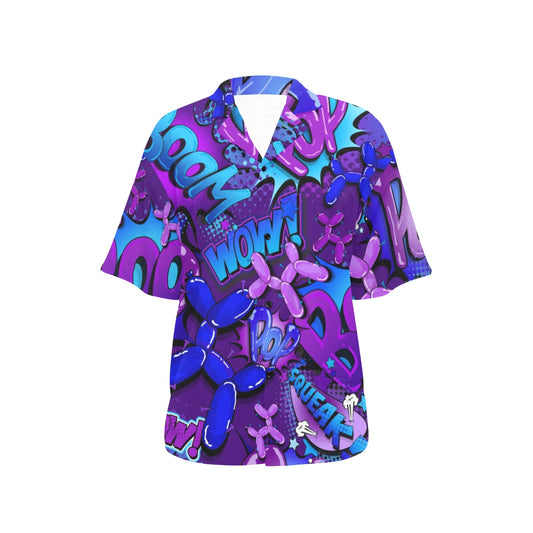 Balloon Dog Hawaiian Shirt Purple and Blue