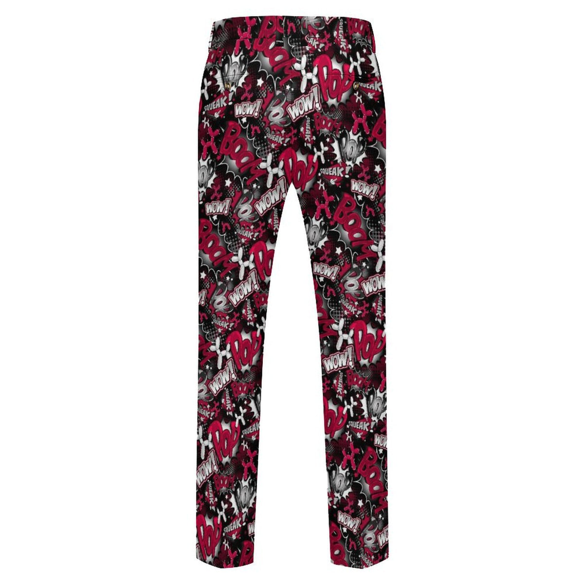 Suit pants for balloon artists and entertainers, Red, Black and White balloon dog pop art style
