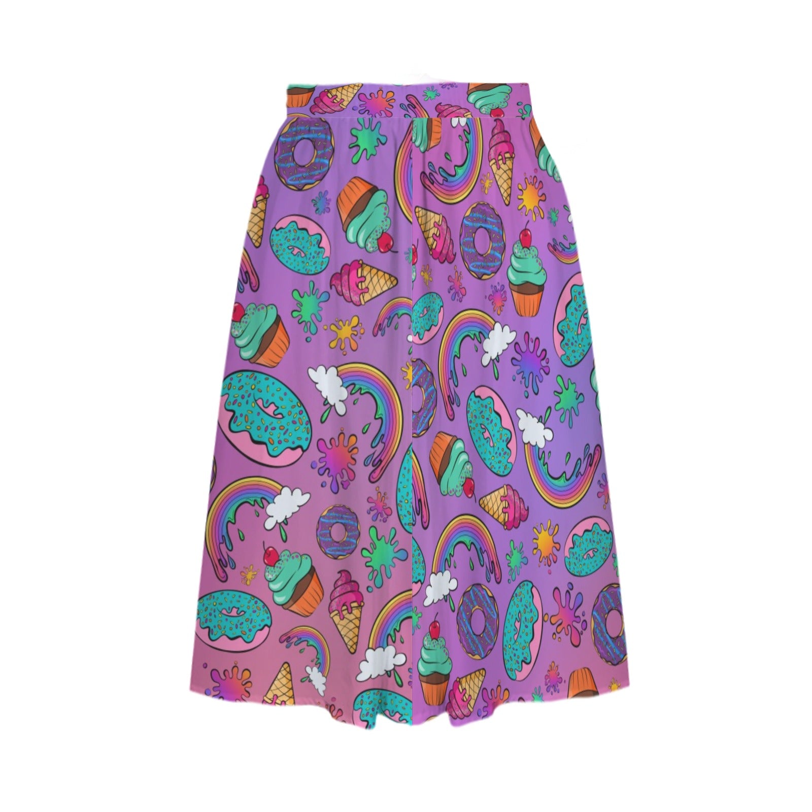 Colourful skirt with rainbows and desserts design for entertainers
